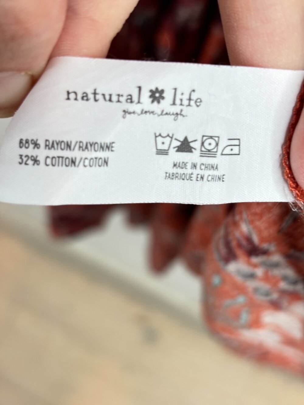 Natural Life Rebecca Orange Floral Midi Dress XL Pockets Boho Cottage Resort - Picture 7 of 10